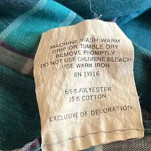 Sz 16 1960s Vintage Scottish Green Plaid Shirt House Dress by A Nancy Frock