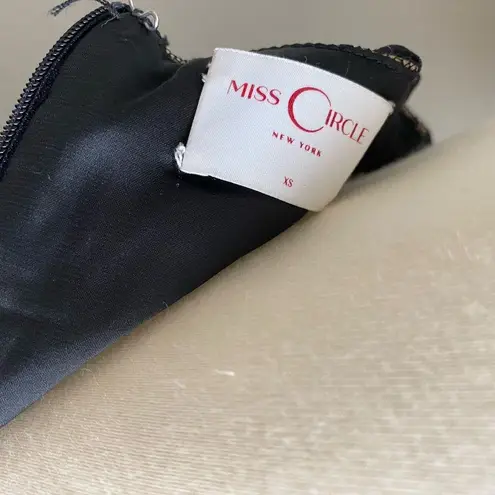 Miss Circle Black Lace Corset Velvet Ruffle High Slit Maxi Dress, Size XS