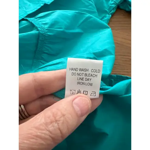 NWT HEYSON Casual Puff Sleeve Tiered Dress in Teal Blue Size L