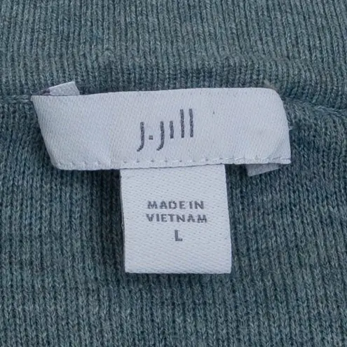 J. Jill Womens Cardigan Sweater Open Front Blue Gray Size L Flare Sleeve Staple Size L