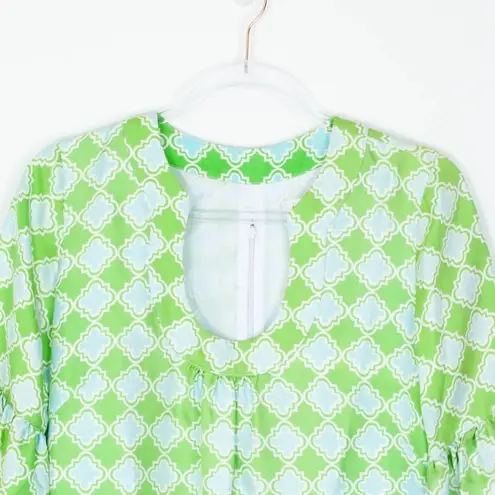 Skirtin Around Green Short Sleeve Silk Sheath Dress Womens Size 4