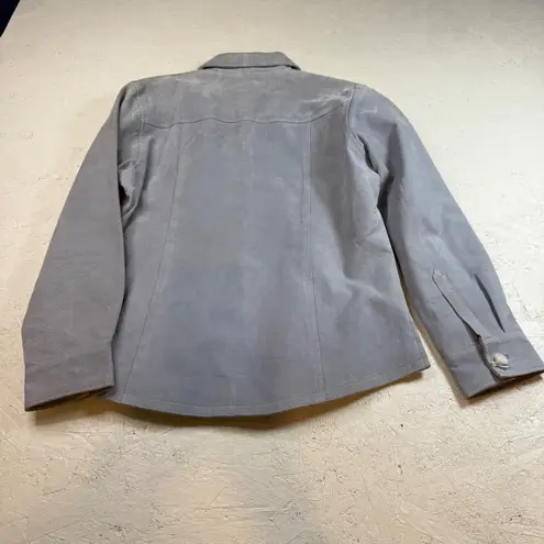 AMI Womens Gray Suede Leather Button Down Jacket Size Medium