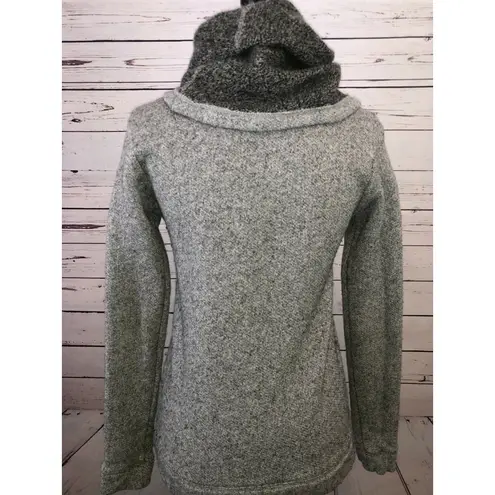 J Crew Small Funnel Cowl Wool Sweatshirt Sweater Wool Blend Gray Pocket Lined
