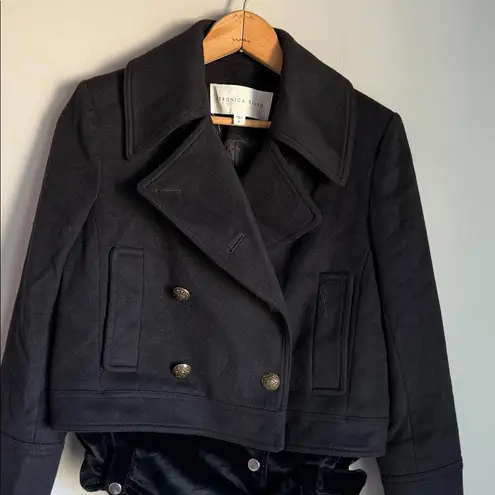 Veronica Beard Yara Velvet Hem Pea Coat 0