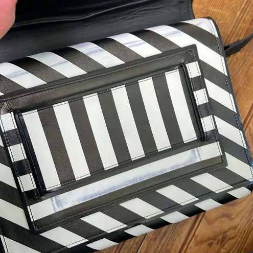 Women’s Pierre Hardy black and white striped leather envelope crossbody bag rare