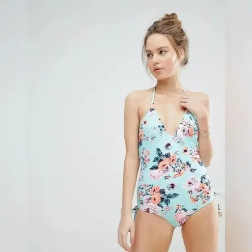 Seafolly Reversible Vintage Wildflower V-Neck Maillot One Piece Swimsuit Size 4