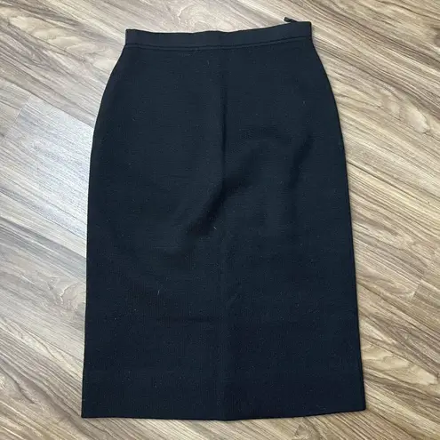 Vintage Cadillac Size 10 Skirt 100% Virgin Wool Pencil Knee Length Lined Modest Black