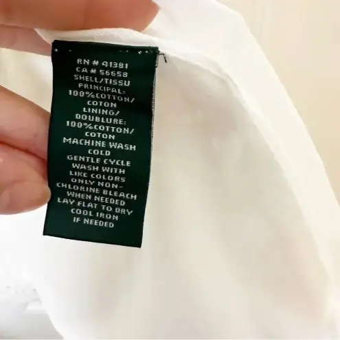 RALPH LAUREN White Eyelet Asymmetrical Hem Handkerchief Hem Size 4Petite Preppy