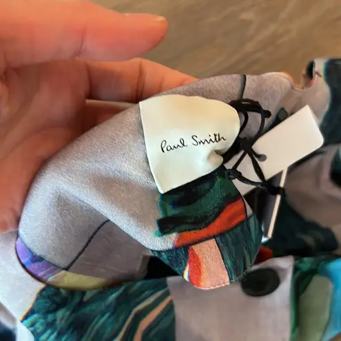 NWT Paul Smith floral glitch lilac satin button