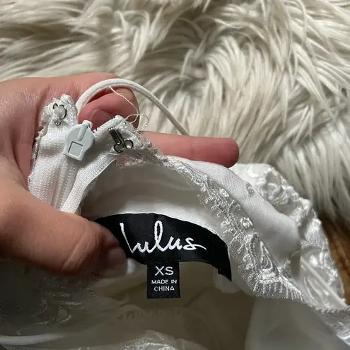 LULU’S Start Of Forever White Lace Bodycon Mini Dress Size XS