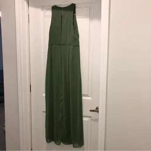 After Six NATURAL WAIST Ruffle Slit BRIDESMAID DRESS Vineyard Green Size 6