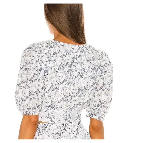 Cleobella REVOLVE Floral Tie Front Top Puff Sleeve V Neck Ruffle Trim SIZE S