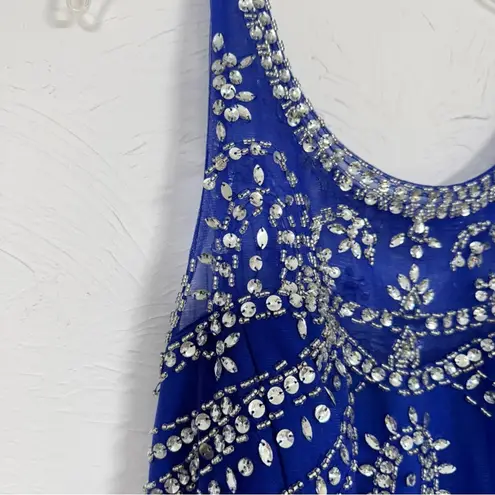 JJ House Royal Blue Rhinestone Studded Prom Gown Maxi Dress Womens XXL Formal Size 2X