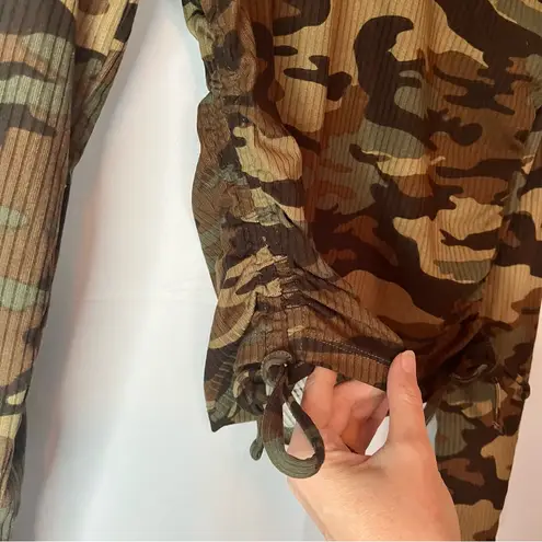 Orange Kiss Camo Print Long Sleeve Crop Top