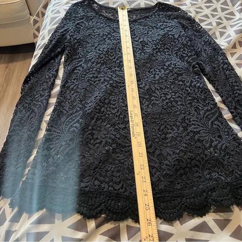 You Are Not Alone Black Lace Long Sleeve Top Size S