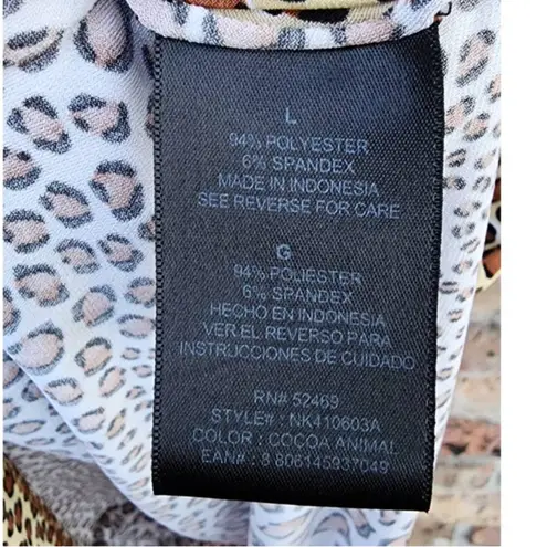 Norma Kamali Cocoa Animal Surplice Faux Wrap Stretch Jersey Dress Large