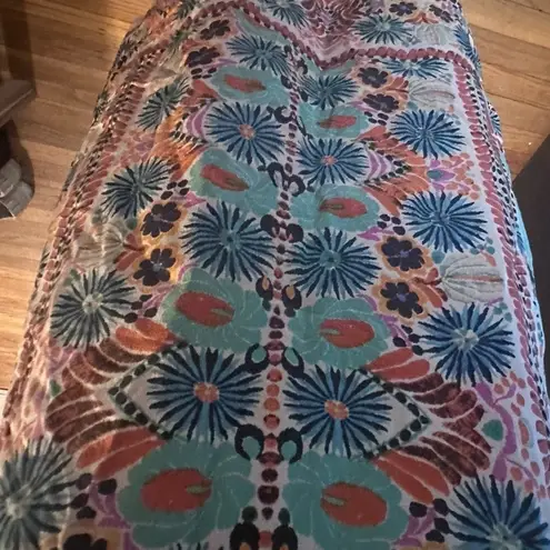 Anthropologie Kachel  Silk Boho Shift Dress – Printed, Short Sleeve