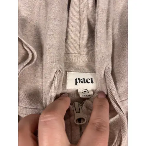 Pact womens heather oatmeal full zip hooded jacket medium beige Organic Cotton