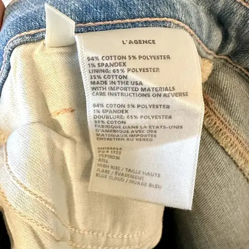 L'Agence NWT Bell High Rise Flare Jean in Blue Cloud - Size 29