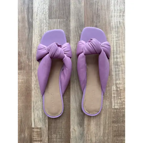 Women's Villa Rouge Maddox Lilac Puffy Ruched Bow Sandals size 9 Coquette Purple