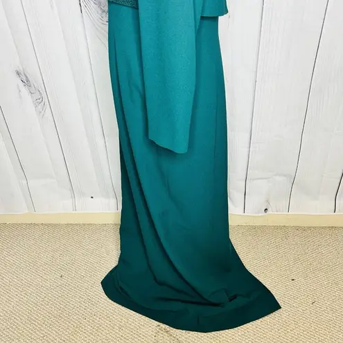 Vintage RIMINI Formal Maxi Dress / Jacket Size 12 Dark Teal Green Beaded