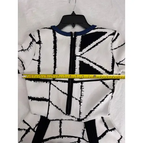 Sachin & Babi Knit Fit & Flare Dress Geometric Print Cocktail Party M White Size M