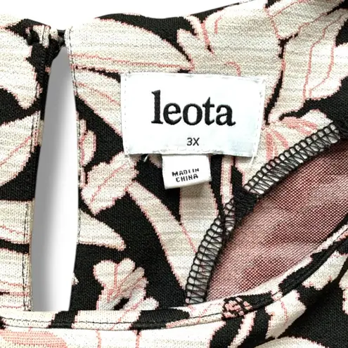 Leota Mackenzie Black Pink Floral Fit Flare Dress Short Sleeve Plus Size 3X