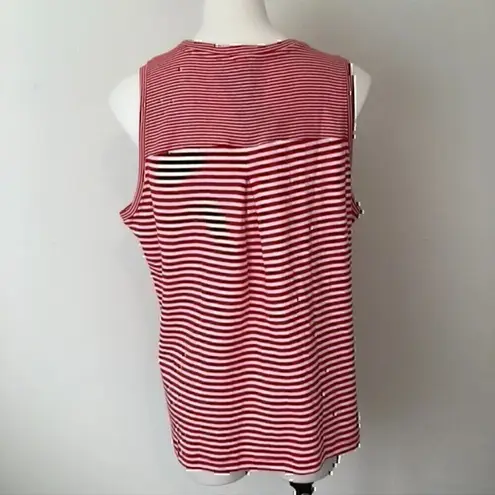 Jones New York NEW NWT  / JNY Red White 100% Cotton Stripe Sleeveless Tank Top S