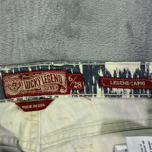 EUC VTG Lucky Brand Legend Capri Ikat Jeans Women's 6/28 Print Denim Made in USA White