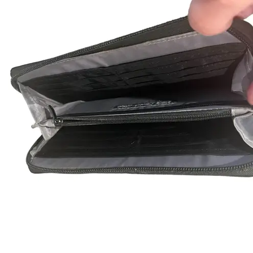 Lug Quilted Flap Snap Zip Around RFID Organizer Large Wallet Nylon Black