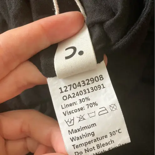 Commense Linen Pleated Maxi Skirt Black Size Small Lined Full A Line Like New