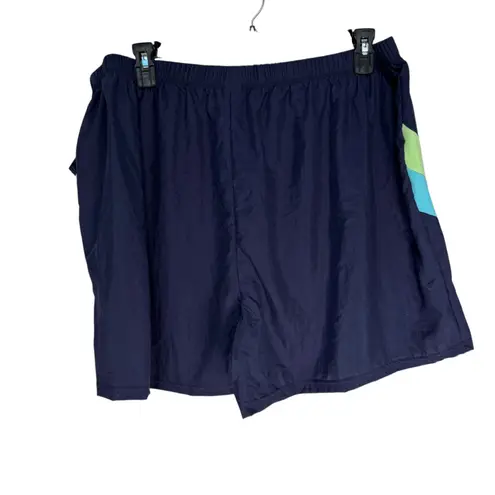 Inches Off Women's Navy Blue Athletic Swim Shorts Size 2X Side Stripe