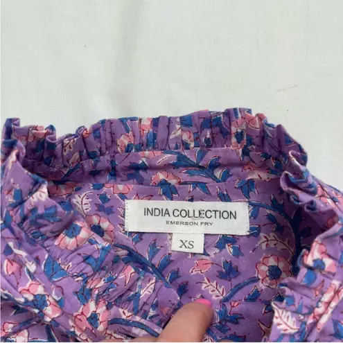 Emerson Fry India Collection Violet Purple Floral Wildflower Emmaline Blouse XS