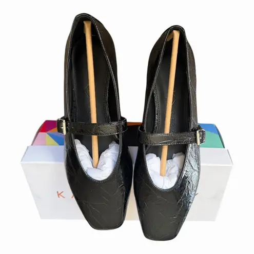 Katy Perry Evie Mary Jane Flats Black Patent Embossed Leaf Buckle Shoes 8 NIB - Image 7