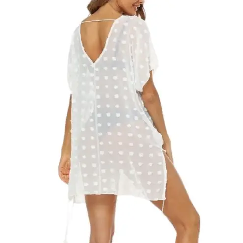White Swiss dot tassel bikini coverup dress size L Size L