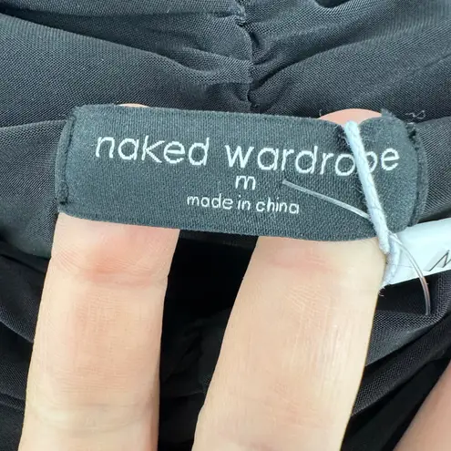 Naked Wardrobe Shoulderless Ruched Black Long Sleeve Top Date Night NWT