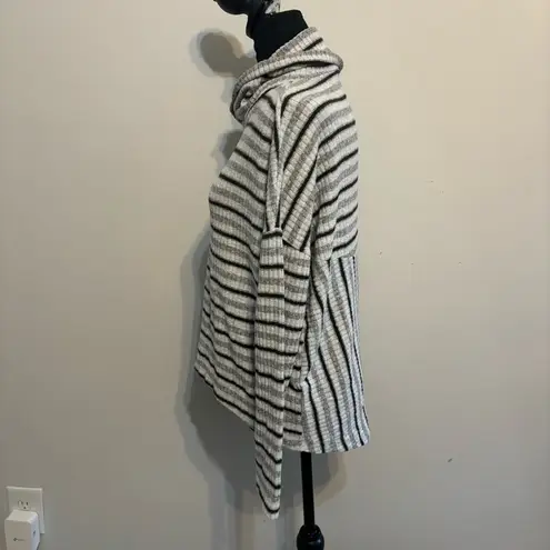 Anthropologie  Saturday Sunday Oversized Hi Low Turtleneck Striped Sweater Size S