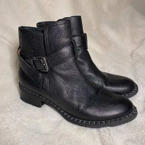 Gentle Souls Leighton Black Leather Moto Boots Ankle Zip Up 7.5