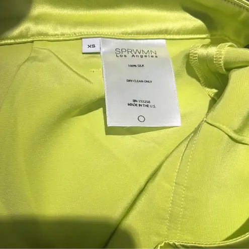 NEW SPRWMN Baggy Low Rise Silk Cargo Pants ELECTRIC CHARTREUSE Green sz XS
