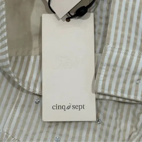 Cinq à Sept Neema Rhinestone Seersucker Shorts Cream Size 4 Ruffle Chic Preppy White