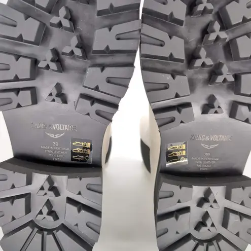 Zadig & Voltaire Ride Patent Leather Ecru & Black Chelsea Boots - Size 39 - NIB