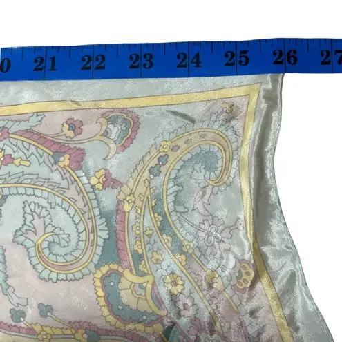 Vintage Pastel Paisley Scarf 27" Square Satin Acetate DUROTEST Mod Neck Wrap Green