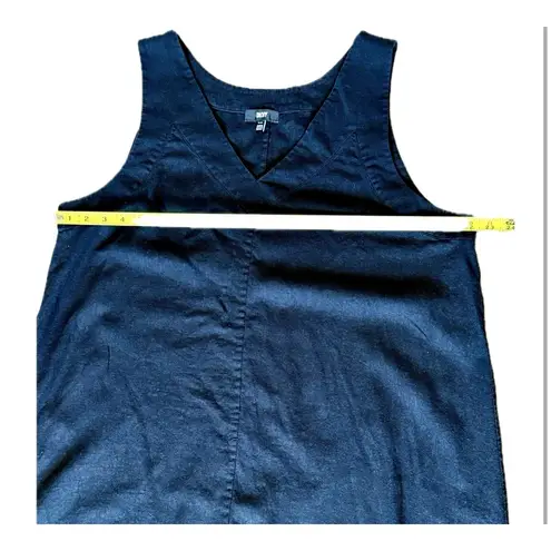 Donna Karan DKNY Pure Black Linen Maxi Dress Sleeveless V-Neck Minimalist Size XL