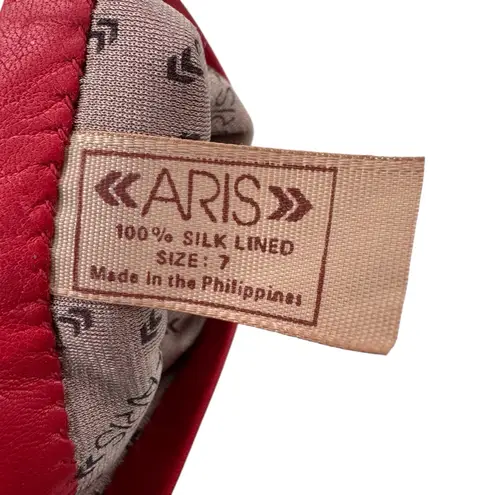 Vintage Aris Leather Glove Silk Lined Cherry Red Size 7