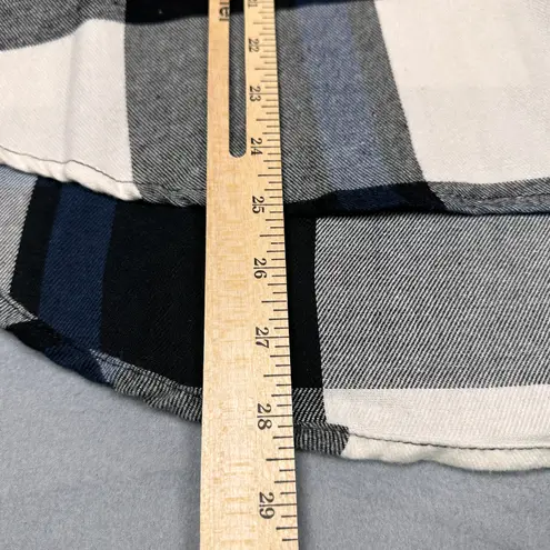 Life Flannel Women Large Black White Blue Buffalo Check Lightweight Button Shirt