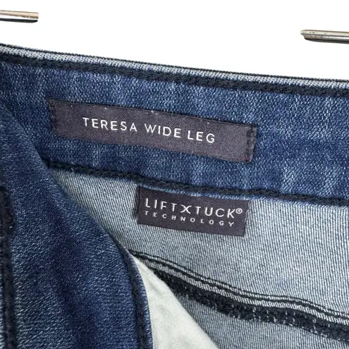 NYDJ Medium Wash Teresa Wide Leg Cropped High Rise Lift Tuck Jeans Size 14