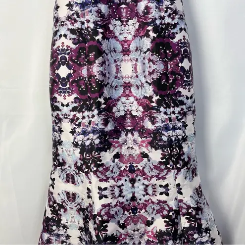 XScape Purple Floral Halter Mermaid Formal Prom Gown 8