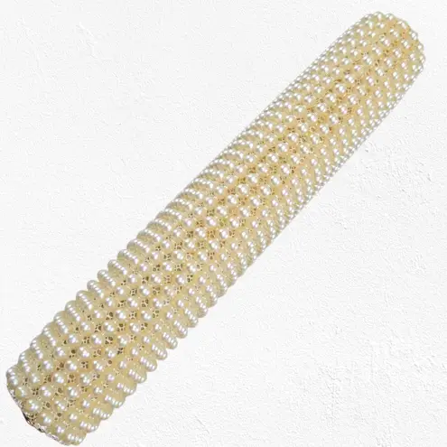 Vintage 60s JR USA Pearl Beaded Evening Clutch Gold Frame Bridal Cocktail Bag White