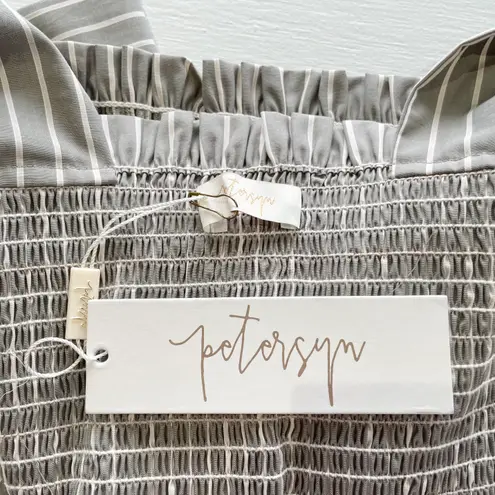 Petersyn New Striped Smocked Tie Strap Crop Tank Top Nola Sonoma