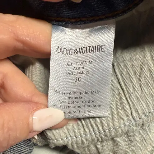 Zadig & Voltaire Denim Mini Skirt with Frayed Hem